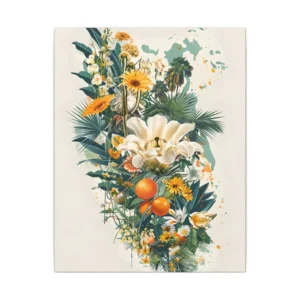 Tropical Flowers and Oranges Canvas Print