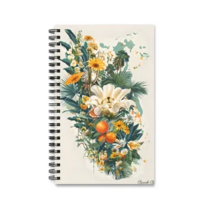 Tropical Flowers and Oranges Spiral Notebook