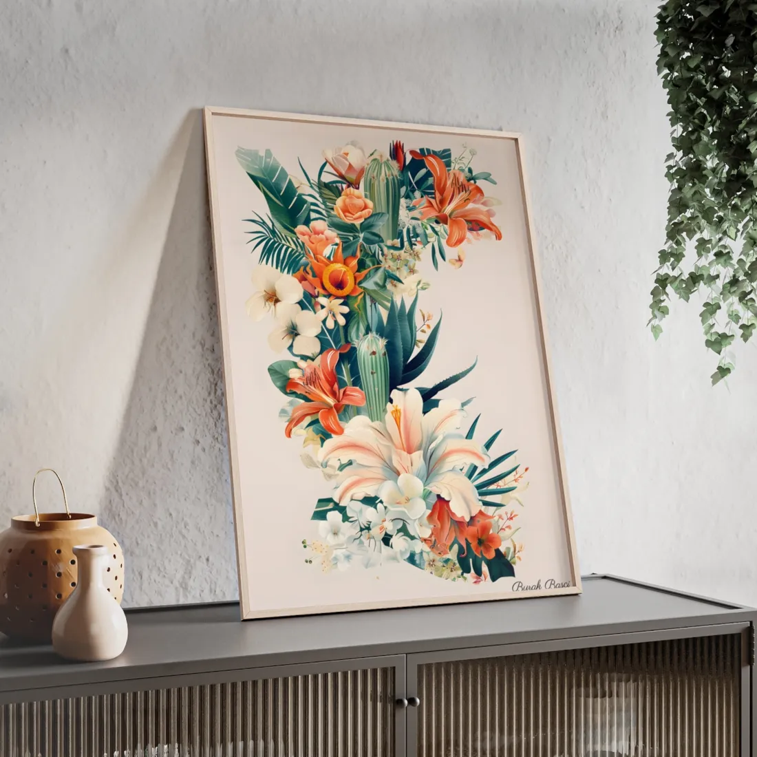 Whimsical Florida Map: A Fun Illustration of Sunshine State - Framed Poster
