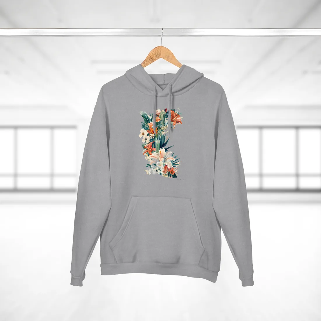 Whimsical Florida Map: A Fun Illustration of Sunshine State - Hoodie (Heather Grey)