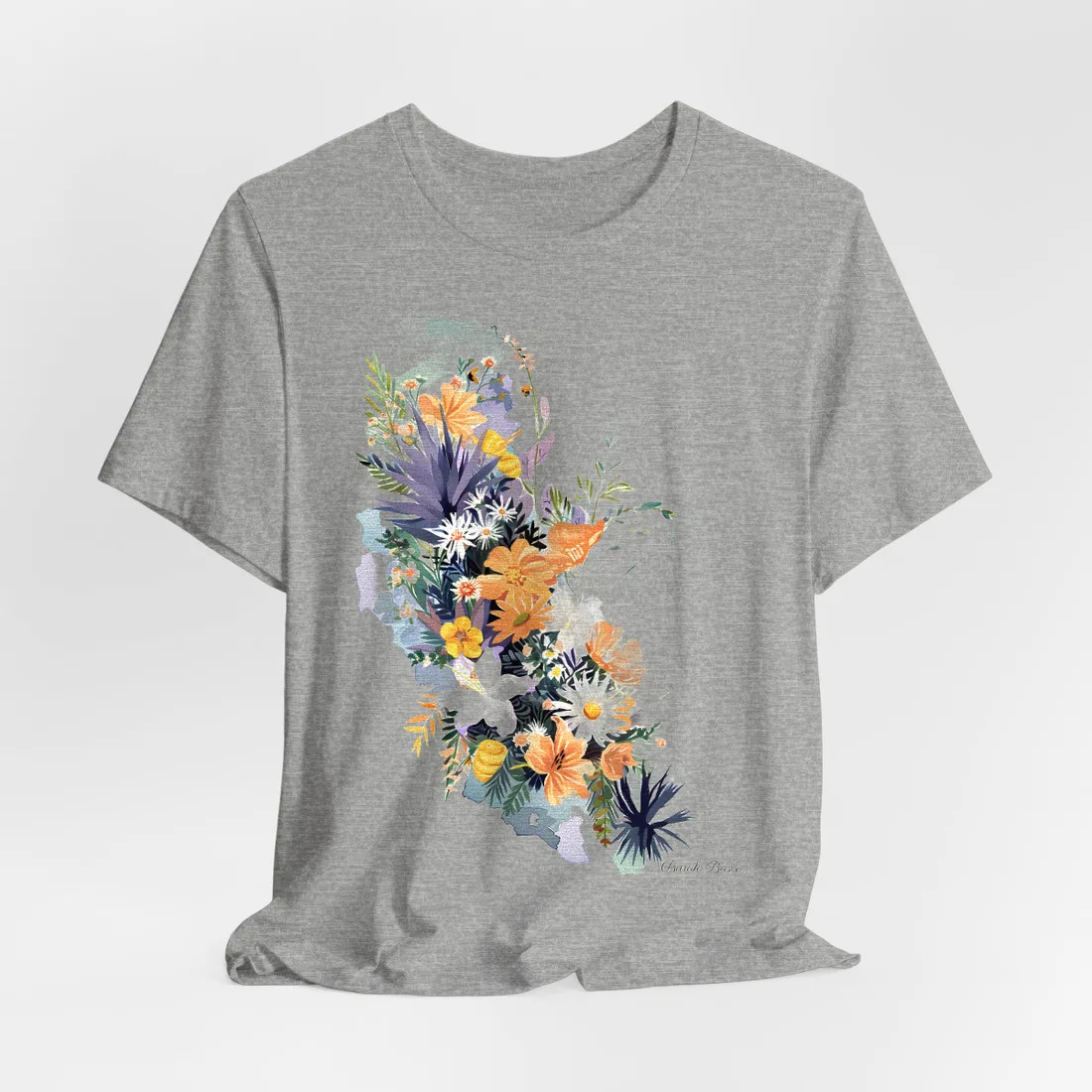 Whimsical Florida Map: Playful Art - T-Shirt (Athletic Heather)