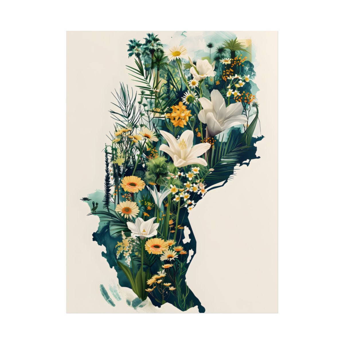 Whimsical Florida State Map: Colorful Artwork - Poster
