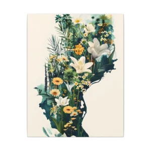 Floral Land Silhouette Canvas Print