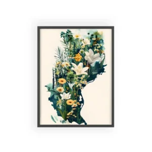 Floral Land Silhouette Framed Poster