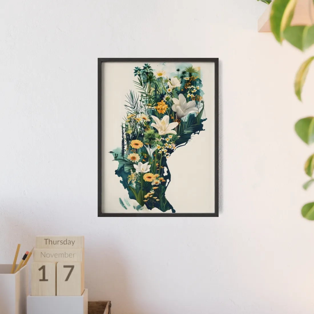 Whimsical Florida State Map: Colorful - Framed Poster