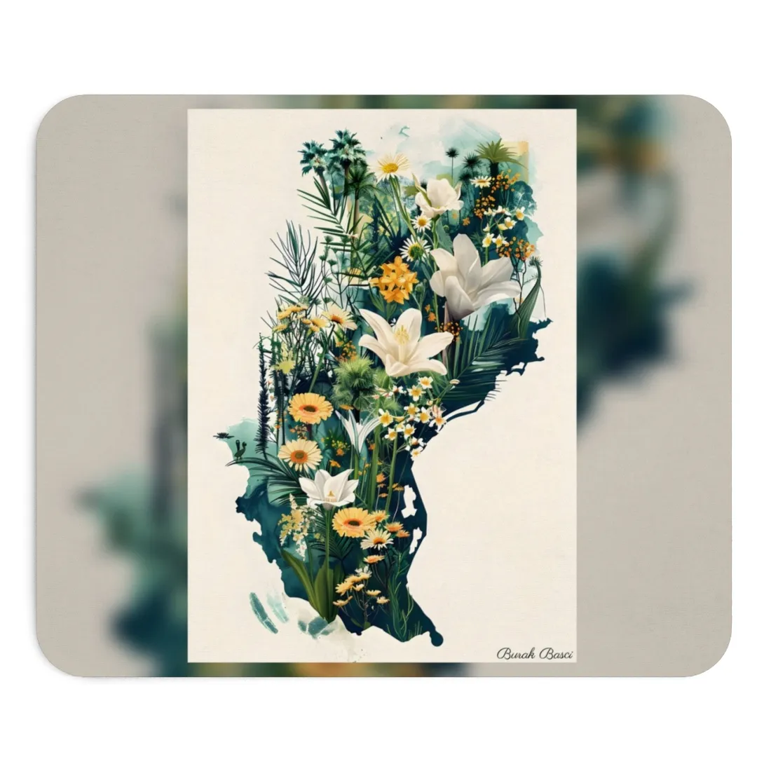 Whimsical Florida State Map: Colorful - Mouse Pad