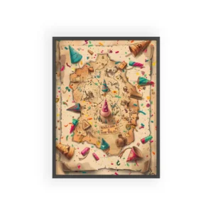 Party Hat Treasure Map Framed Poster