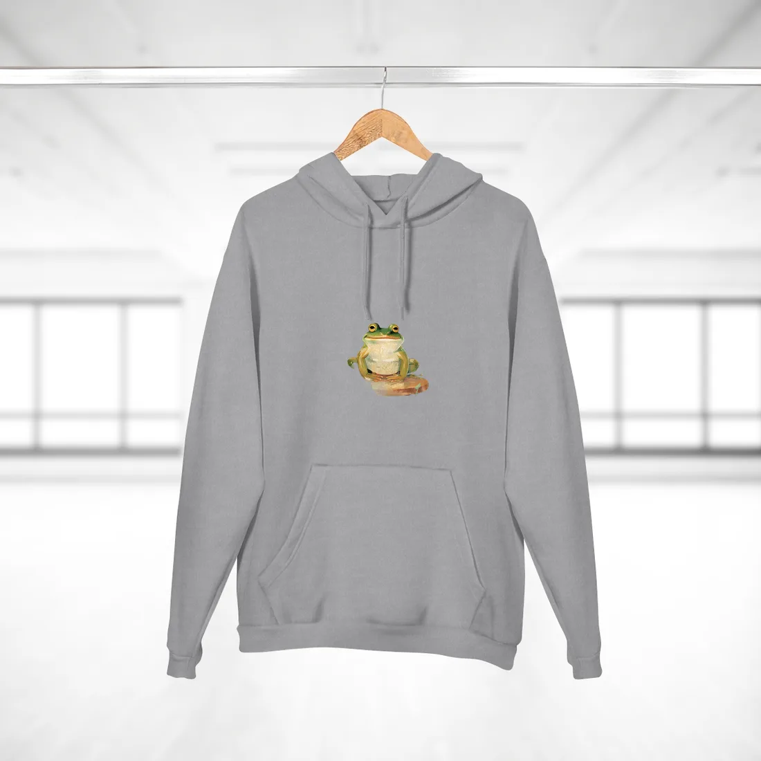 Whimsical Frog Cartoon: Colorful Ta - Hoodie (Heather Grey)