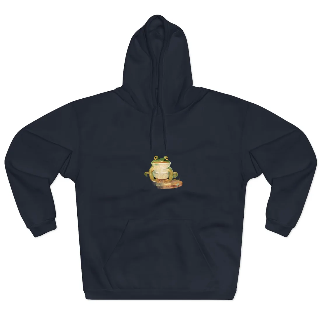Whimsical Frog Cartoon: Colorful Ta - Hoodie (Navy)