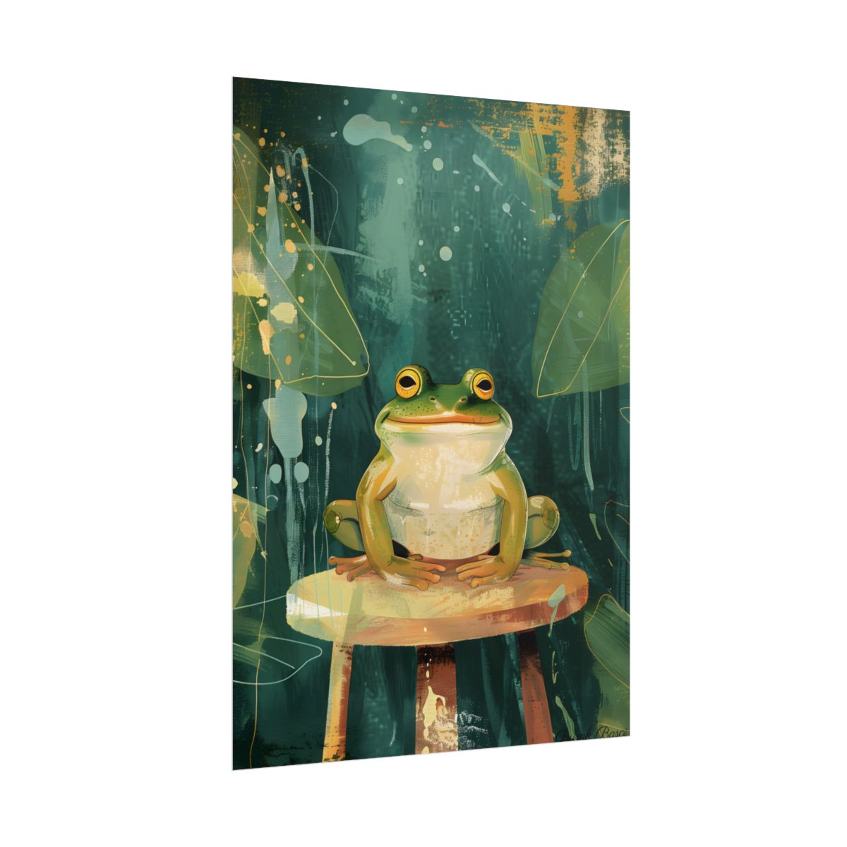 Whimsical Frog Cartoon: Colorful Ta Illustration - Poster