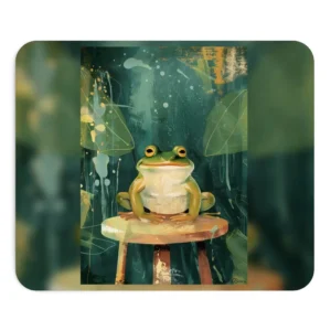Cheerful Frog on Stool Mouse Pad