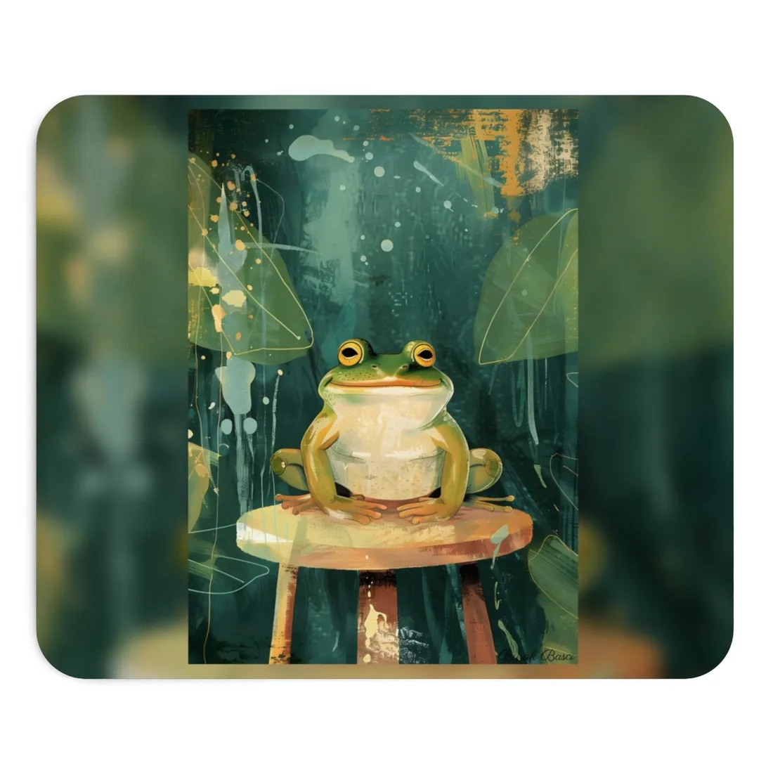 Whimsical Frog Cartoon: Colorful Ta - Mouse Pad
