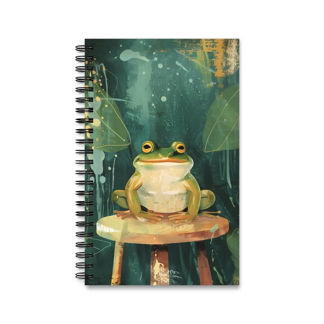 Whimsical Frog Cartoon: Colorful Ta - Spiral Notebook