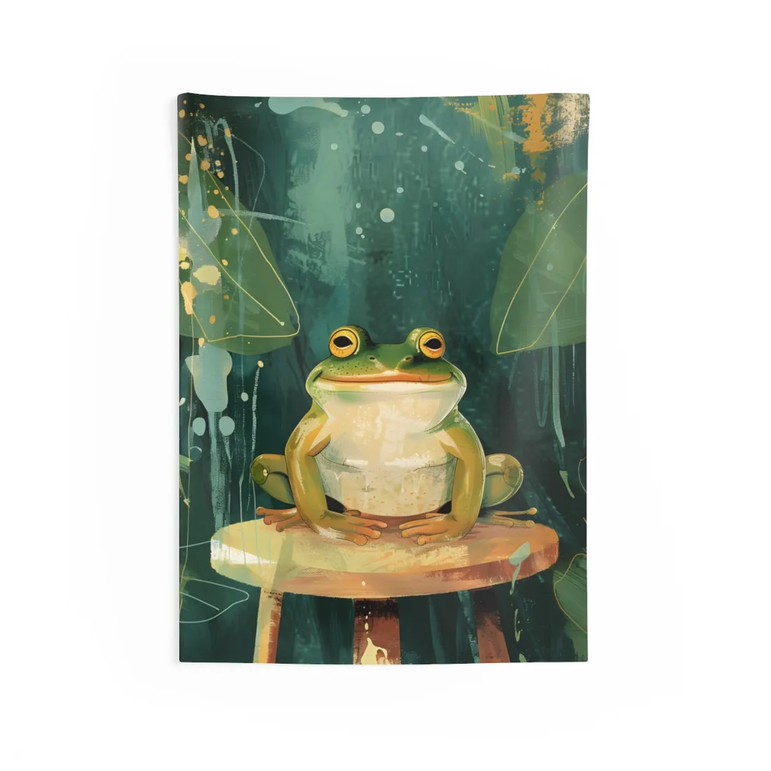 Whimsical Frog Cartoon: Colorful Ta - Wall Tapestry