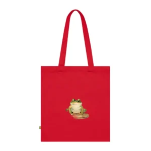 Cheerful Frog on Stool Tote Bag