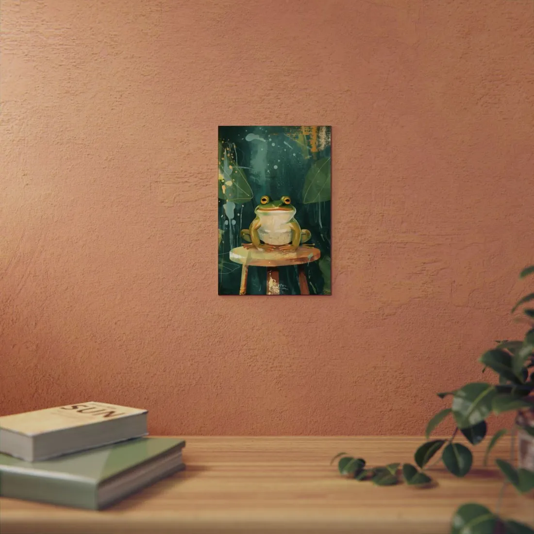 Whimsical Frog Illustration: Cartoon Character Art - Metal Poster
