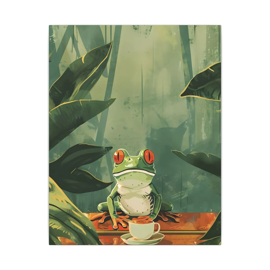 Whimsical Frog Illustration: Tree Branch - Canvas