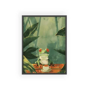 Tea Time Frog Framed Poster