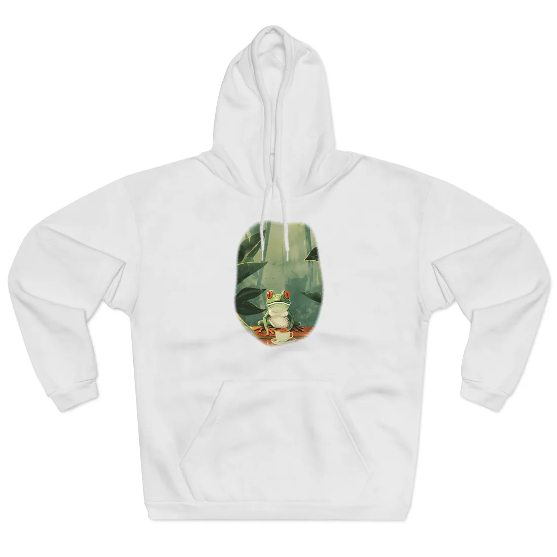 Whimsical Frog Illustration: Tree Branch - Hoodie (White)