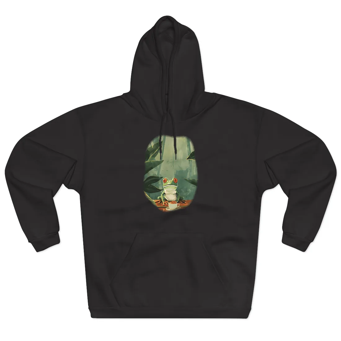 Whimsical Frog Illustration: Tree Branch - Hoodie (Black)