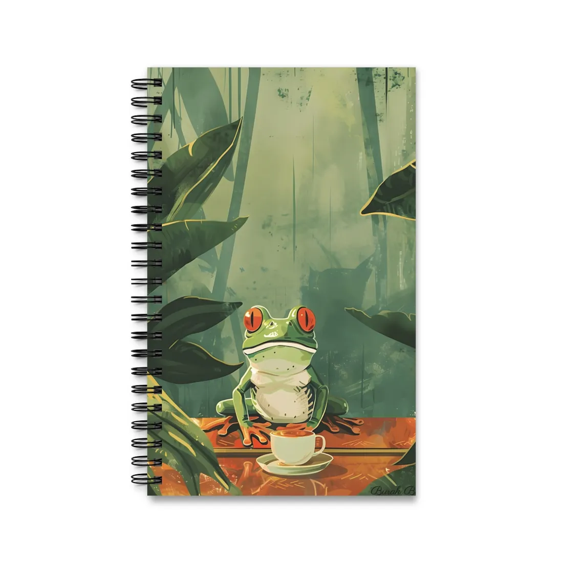 Whimsical Frog Illustration: Tree Branch - Spiral Notebook