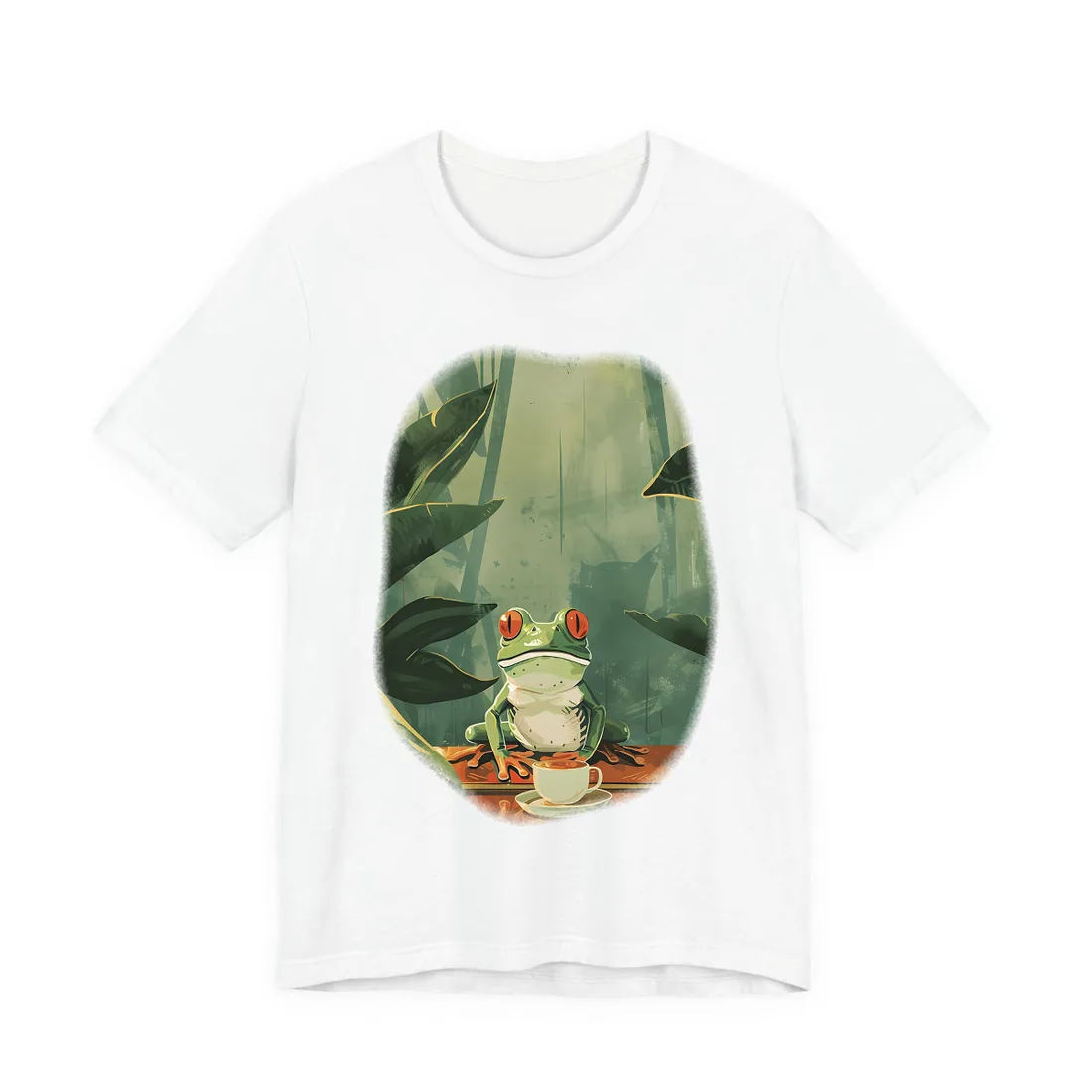 Whimsical Frog Illustration: Tree Branch - T-Shirt (White)