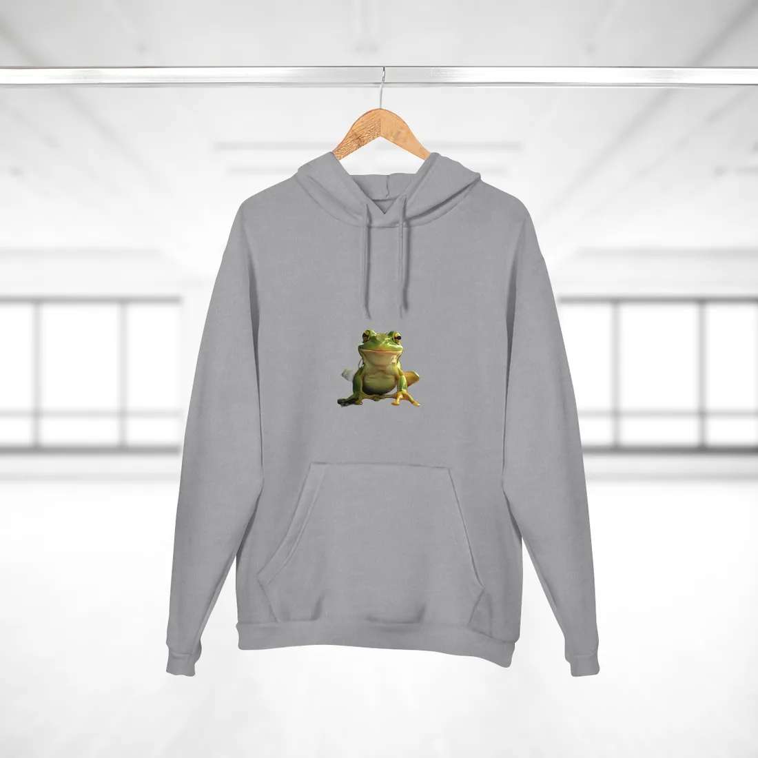 Whimsical Frog Oasis: A Peaceful Lily Pad Scene - Hoodie (Heather Grey)