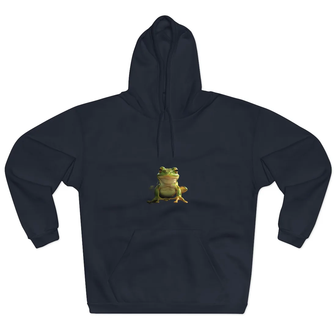 Whimsical Frog Oasis: A Peaceful Lily Pad Scene - Hoodie (Navy)
