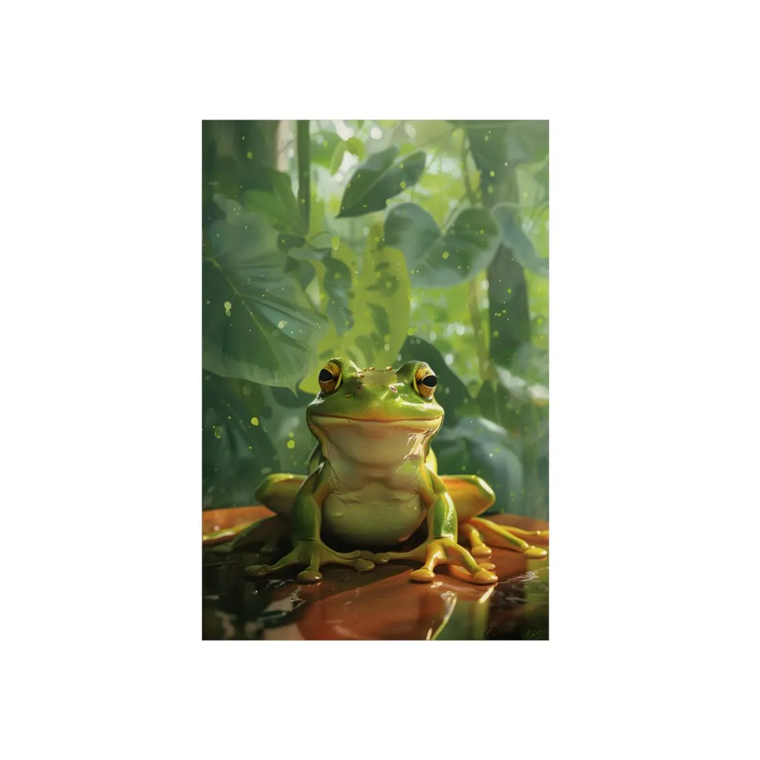 Whimsical Frog Oasis: A Peaceful Lily Pad Scene - Metal Poster