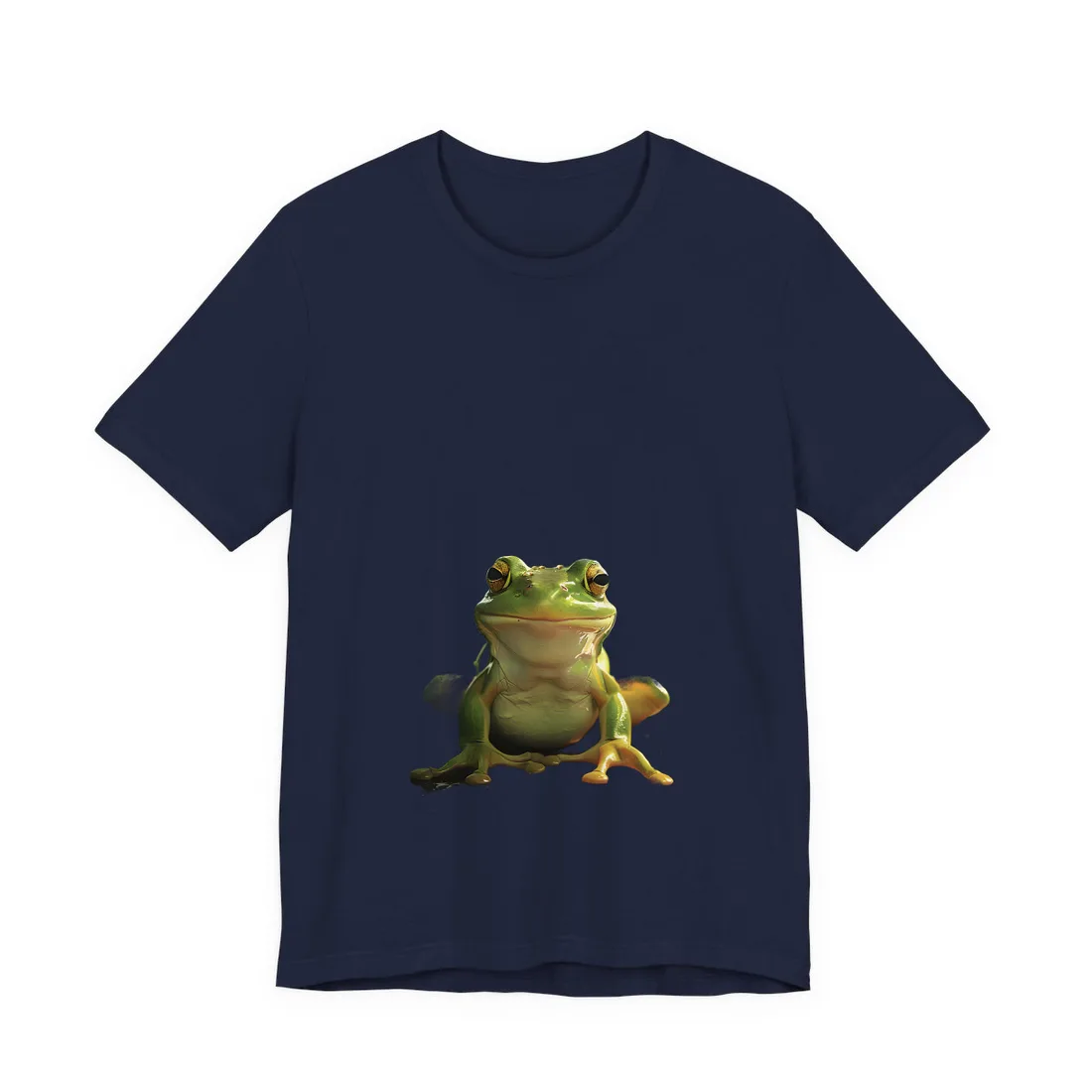 Whimsical Frog Oasis: A Peaceful Lily Pad Scene - T-Shirt (Navy)