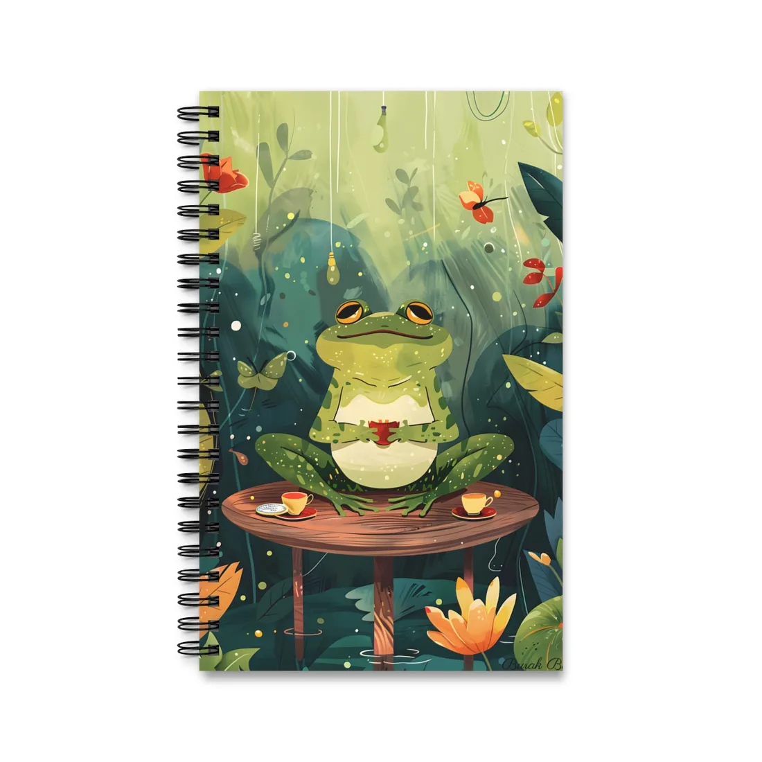 Whimsical Frog on Water: Playful Lily Pad - Spiral Notebook