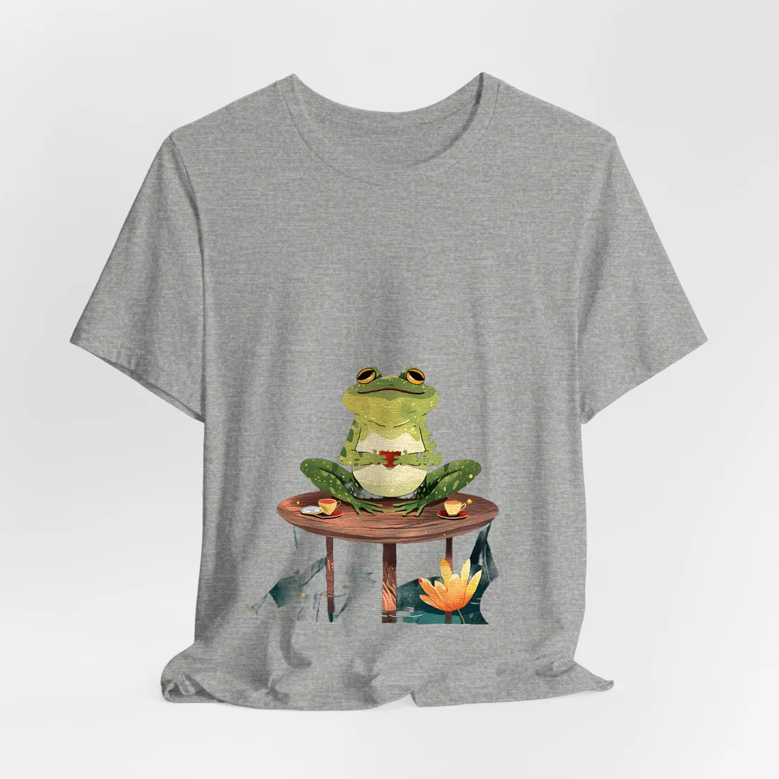 Whimsical Frog on Water: Playful Lily Pad - T-Shirt (Athletic Heather)