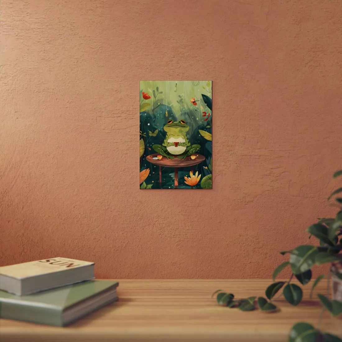 Whimsical Frog's Tea Time: Cute - Metal Poster
