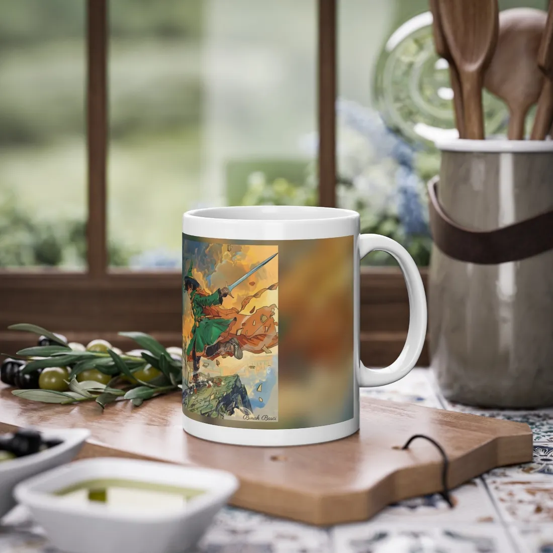 Whimsical Green Tunic Boy: Mischievous - Mug