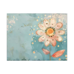 Pink Flower on Teal Canvas Print