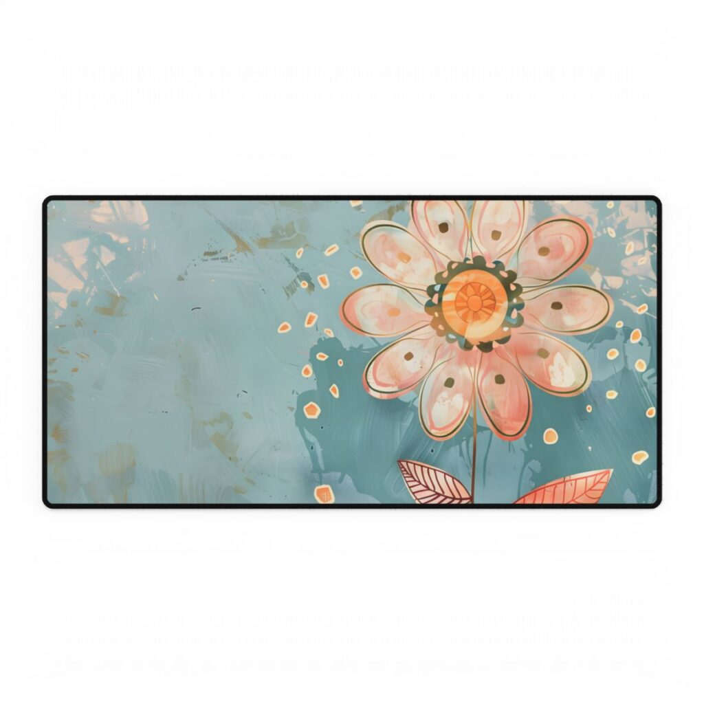 Whimsical Growth Mindset Flower: Blooming Art - Desk Mat
