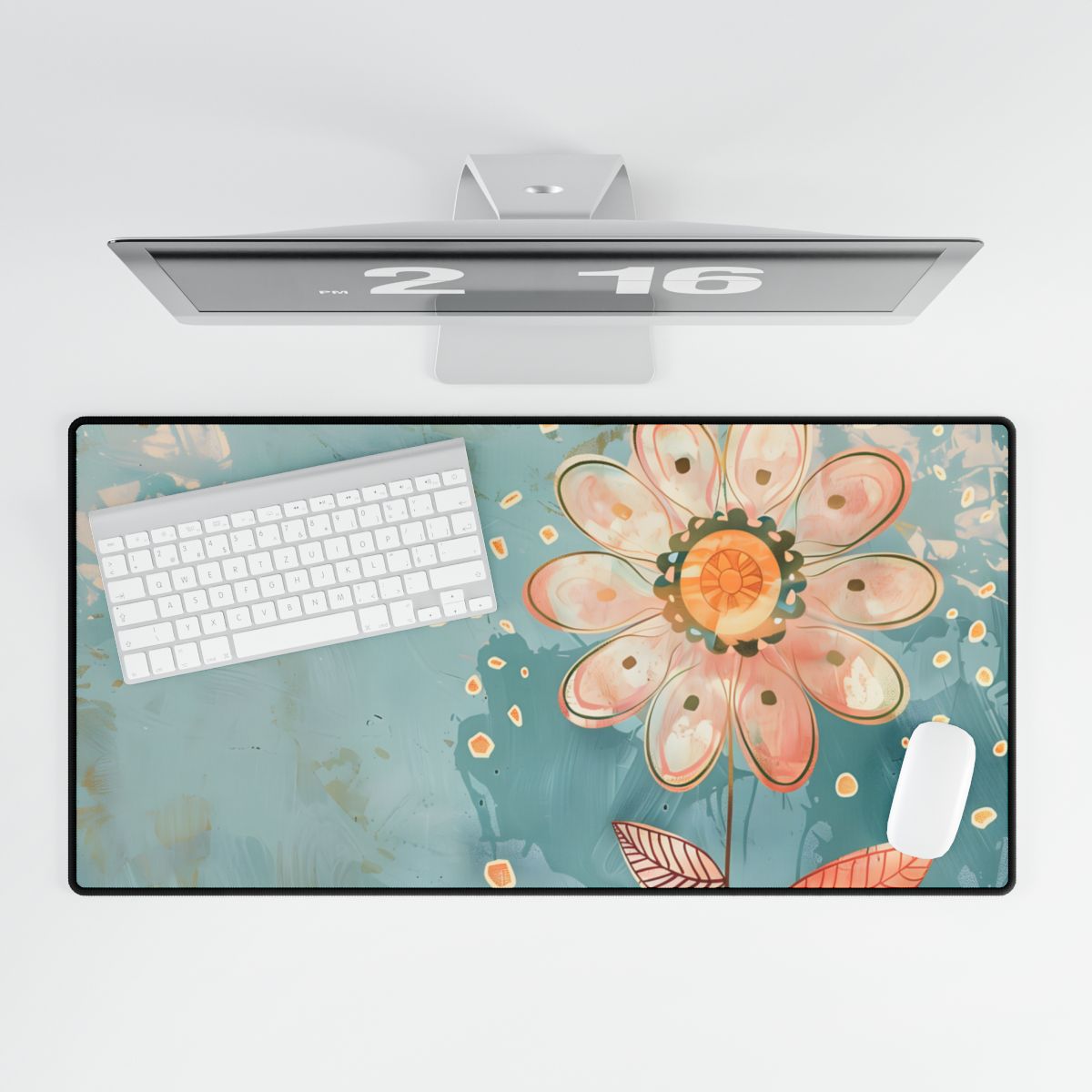 Whimsical Growth Mindset Flower: Blooming Art - Desk Mat