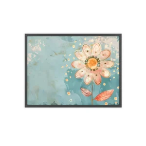 Pink Flower on Teal Framed Poster