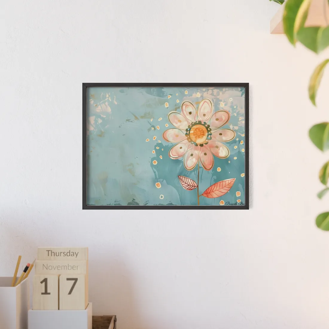 Whimsical Growth Mindset Flower: Blooming Art - Framed Poster