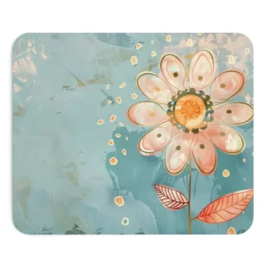 Pink Flower on Teal Mouse Pad