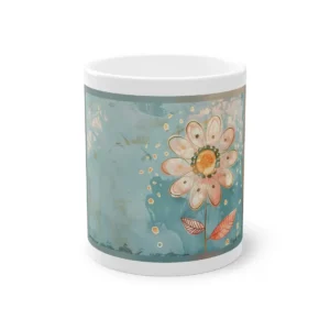 Pink Flower on Teal Mug