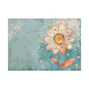 Pink Flower on Teal Poster