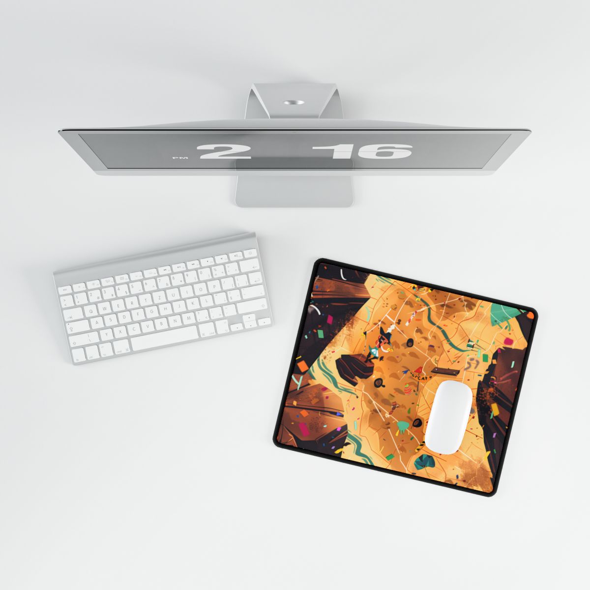 Whimsical Illustration: Classic Facial Features - Desk Mat