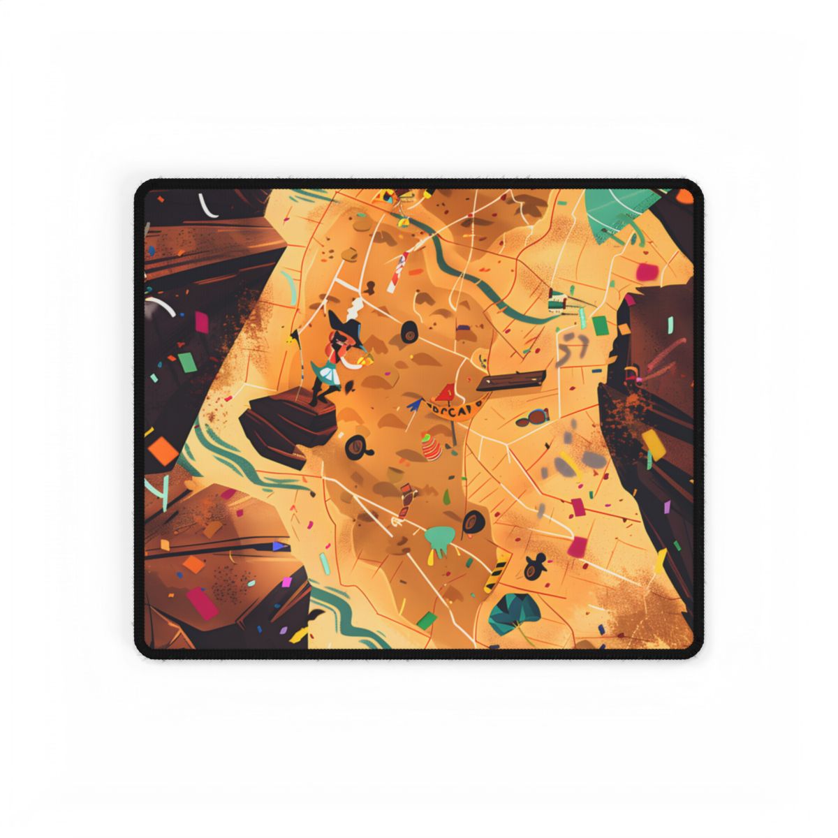 Whimsical Illustration: Classic Facial Features - Desk Mat