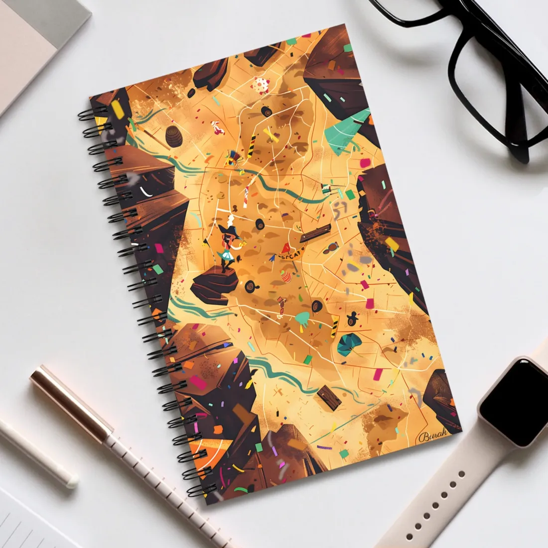 Whimsical Illustration: Classic Facial Features - Spiral Notebook