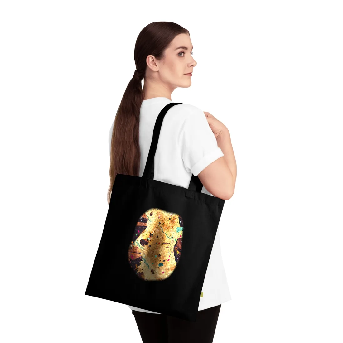 Whimsical Illustration: Classic Facial Features - Tote Bag (Black)