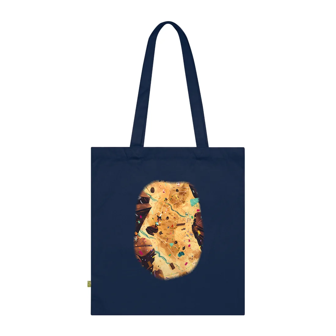 Whimsical Illustration: Classic Facial Features - Tote Bag (French Navy)
