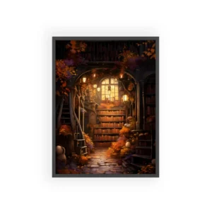 Autumn Fantasy Library Framed Poster