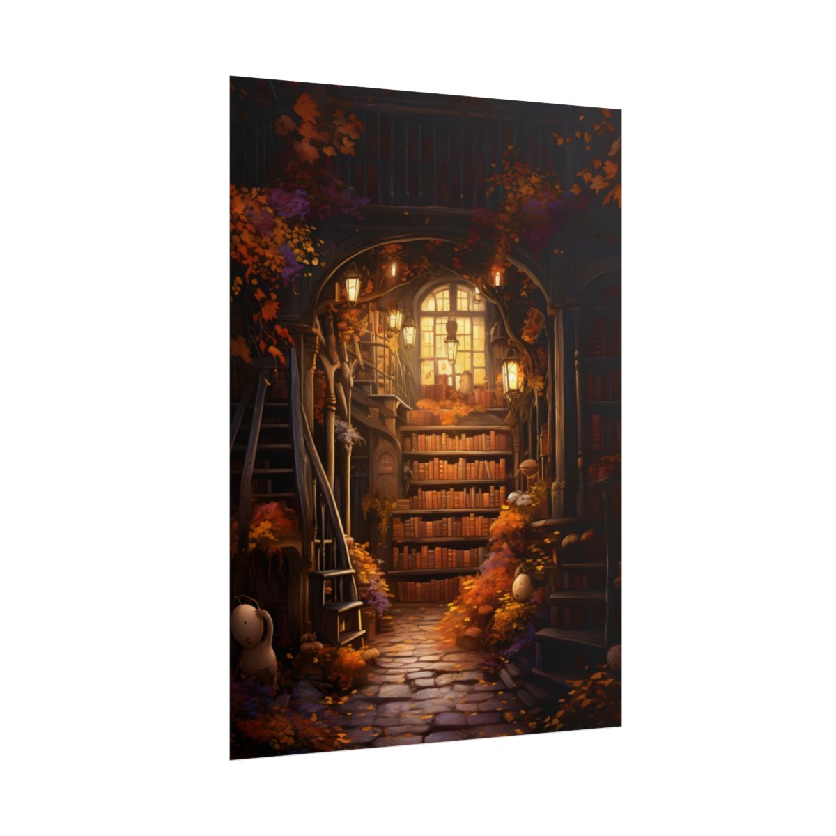 Whimsical Magical Bookshop: Enchanting Artwork in a Hidden Corner - Poster