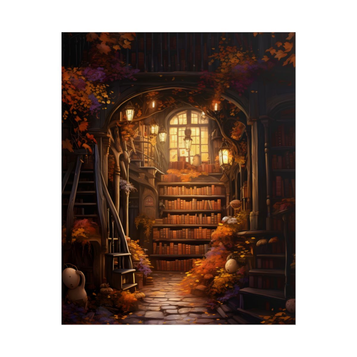 Whimsical Magical Bookshop: Enchanting Artwork in a Hidden Corner - Poster